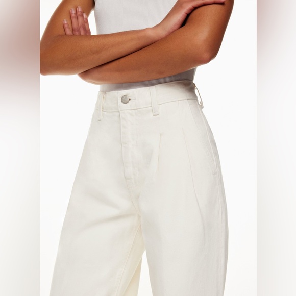 Aritzia Denim Forum The Belinda Hi-rise Wide pleated trouser Jeans size 24 white - Picture 12 of 15
